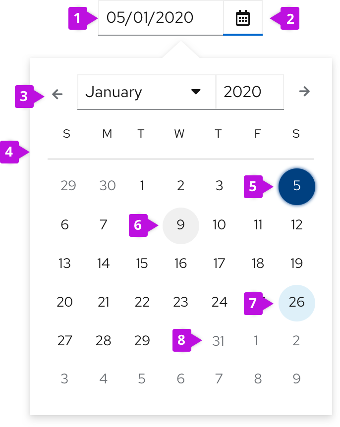 Date picker elements