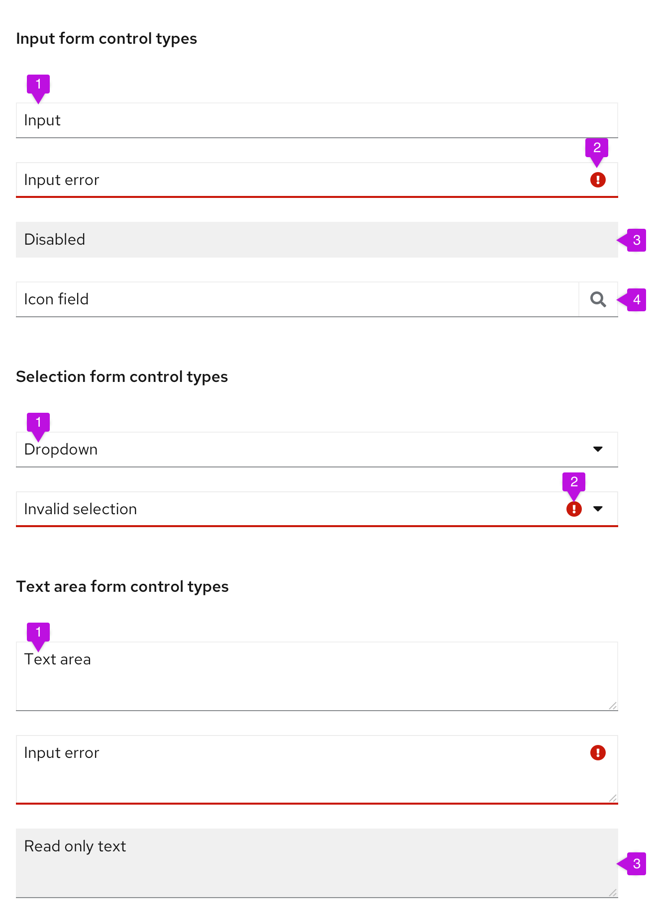 Form control types