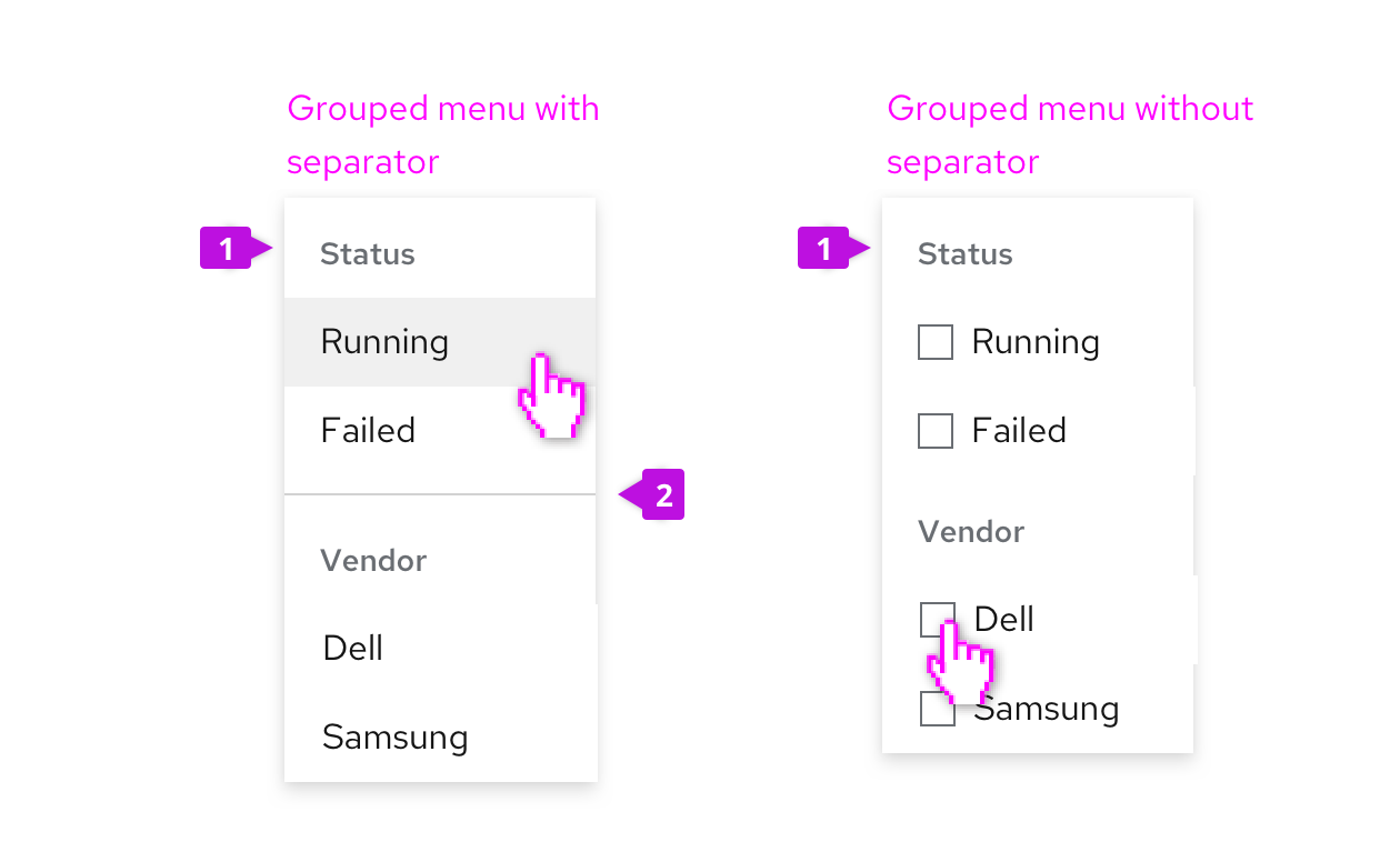 grouped menu