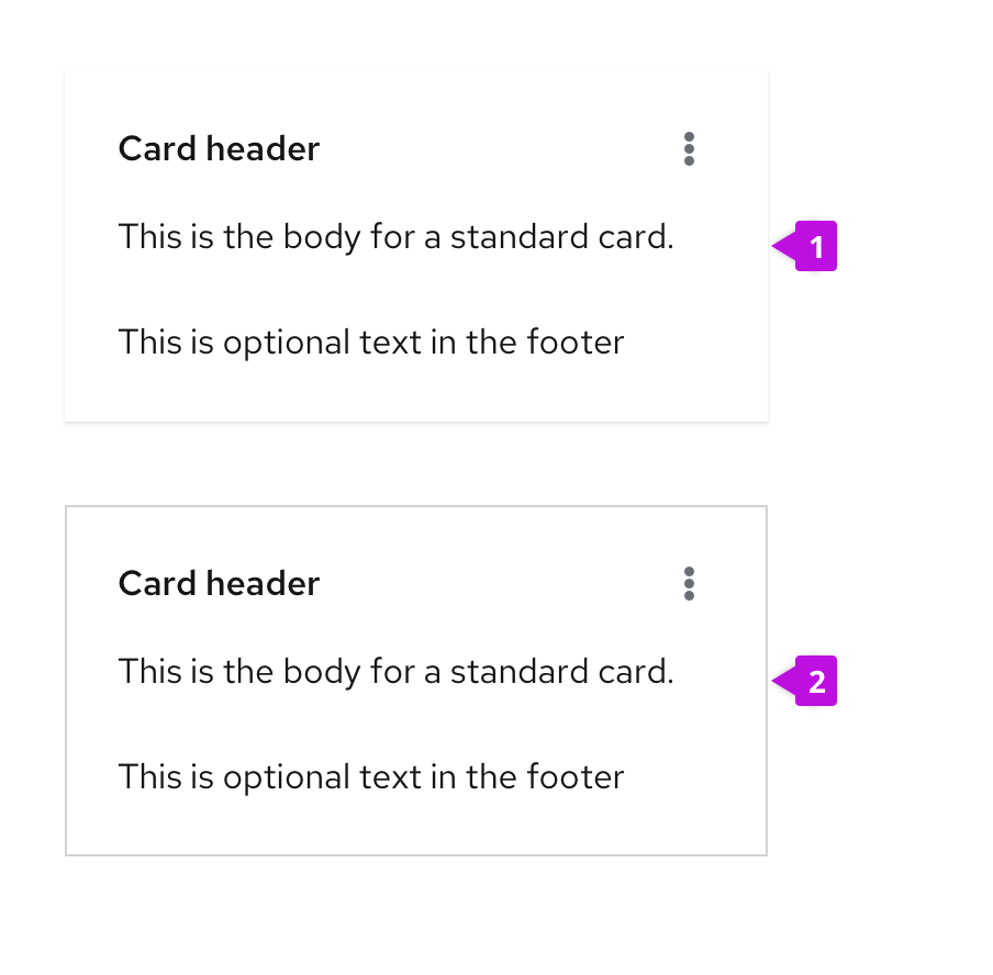 cards with default and flat borders 