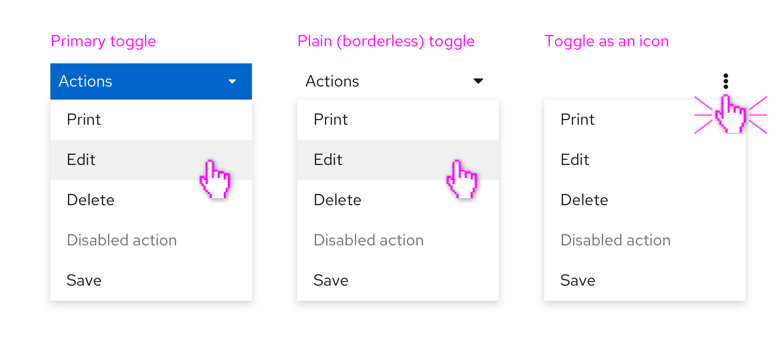 dropdown variantions