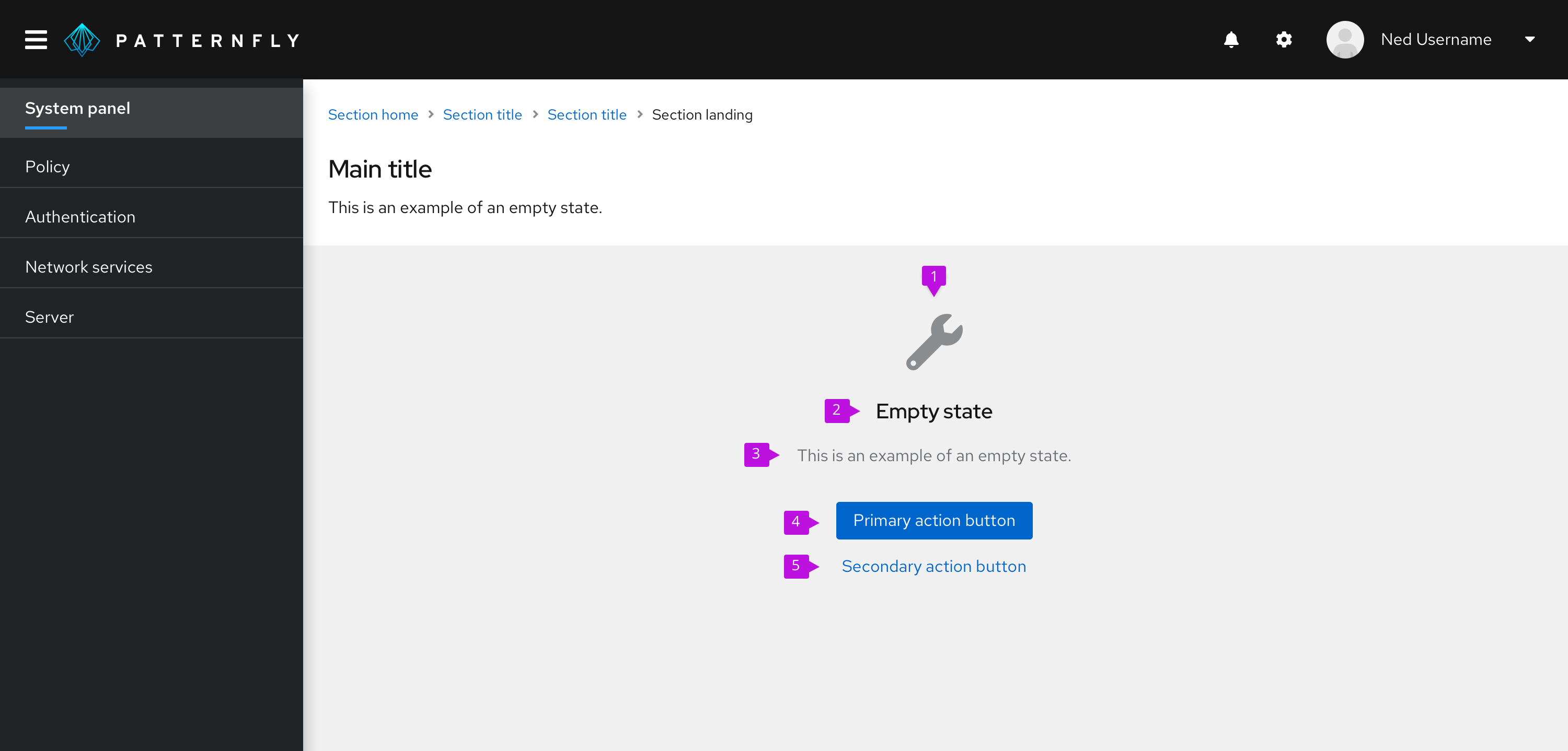 large empty state example with all elements