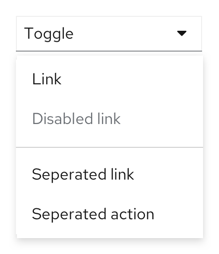 Example of horizontal divider in use to options in dropdown menu