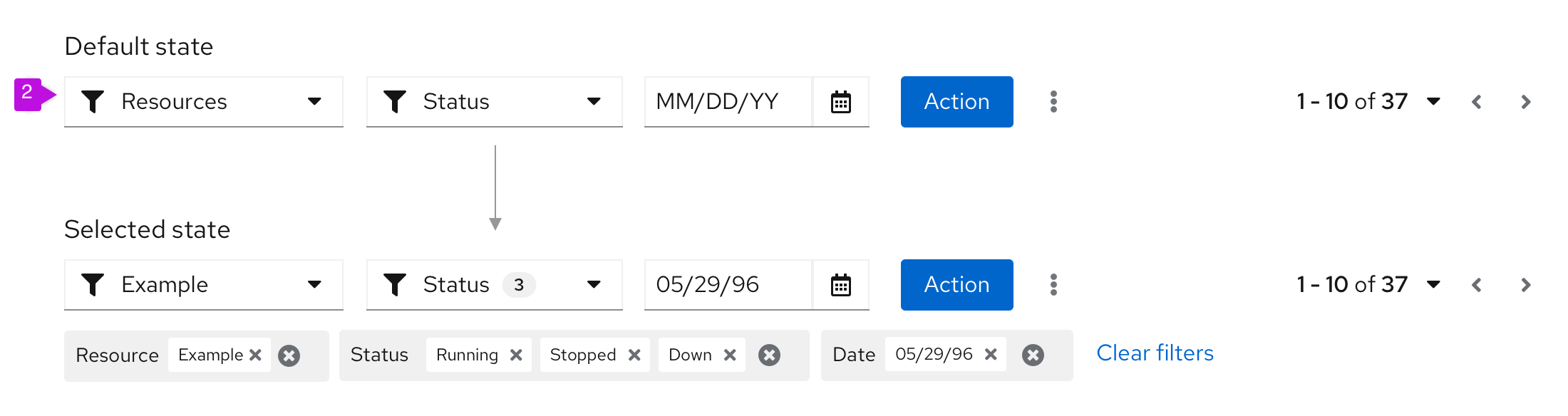 filter group with multiple selects