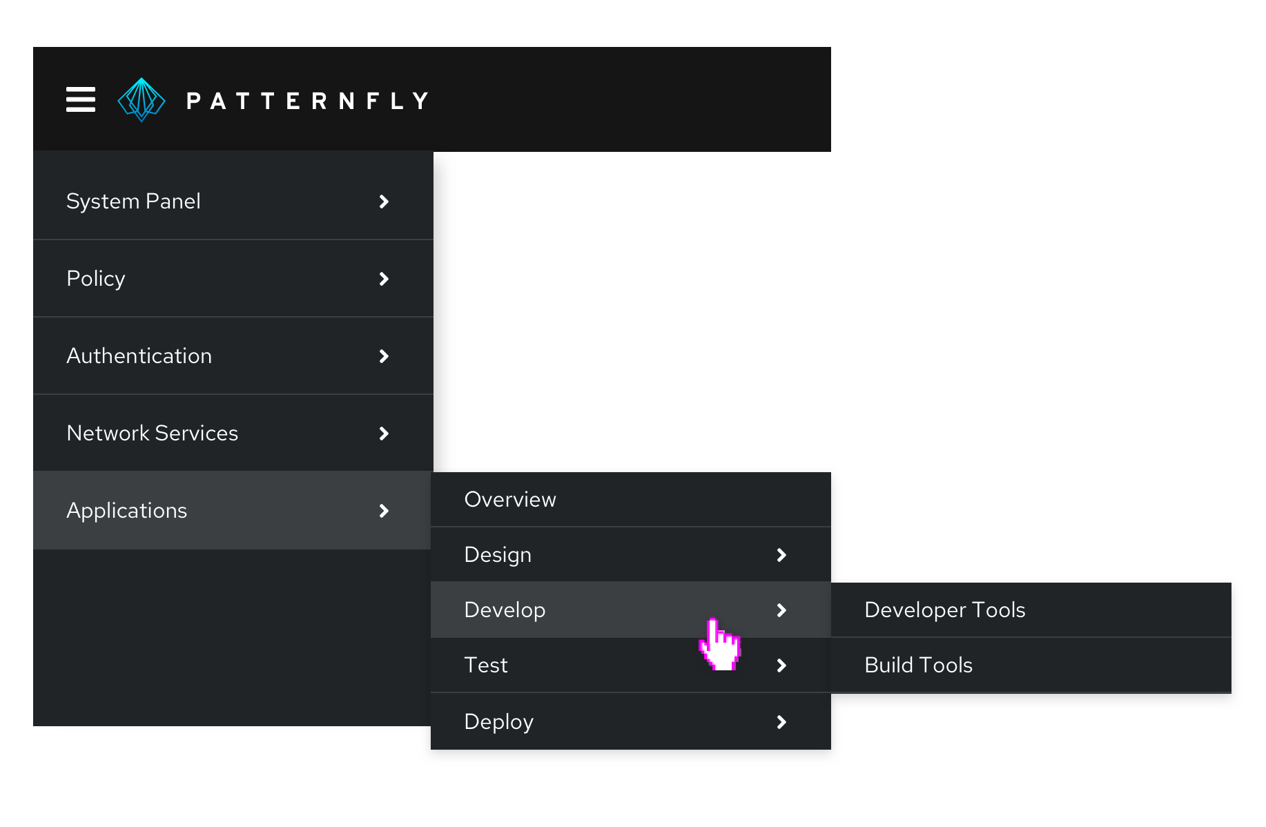 Example of fly-out navigation