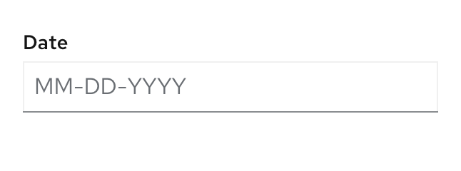 Example of a date placeholder text inside text input field