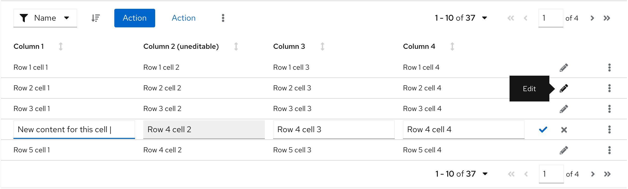 Row editing