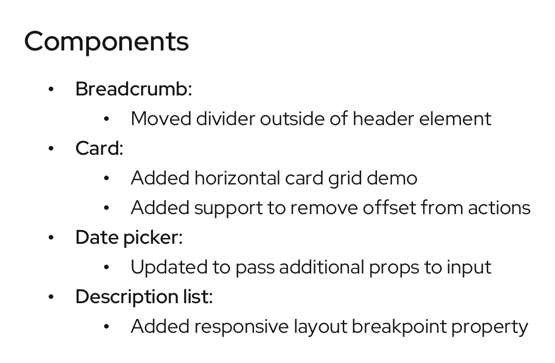 Example of an unordered, bulleted list