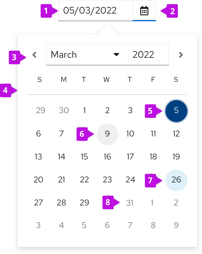 Date picker elements