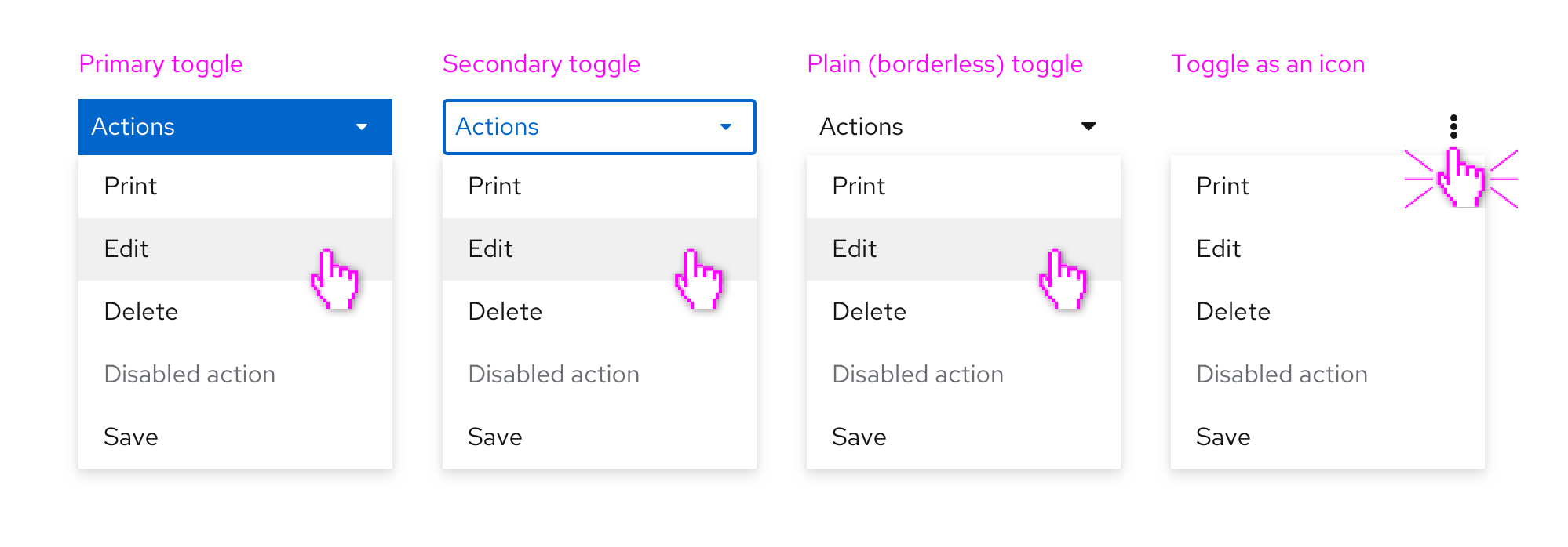 Image showing dropdown variations