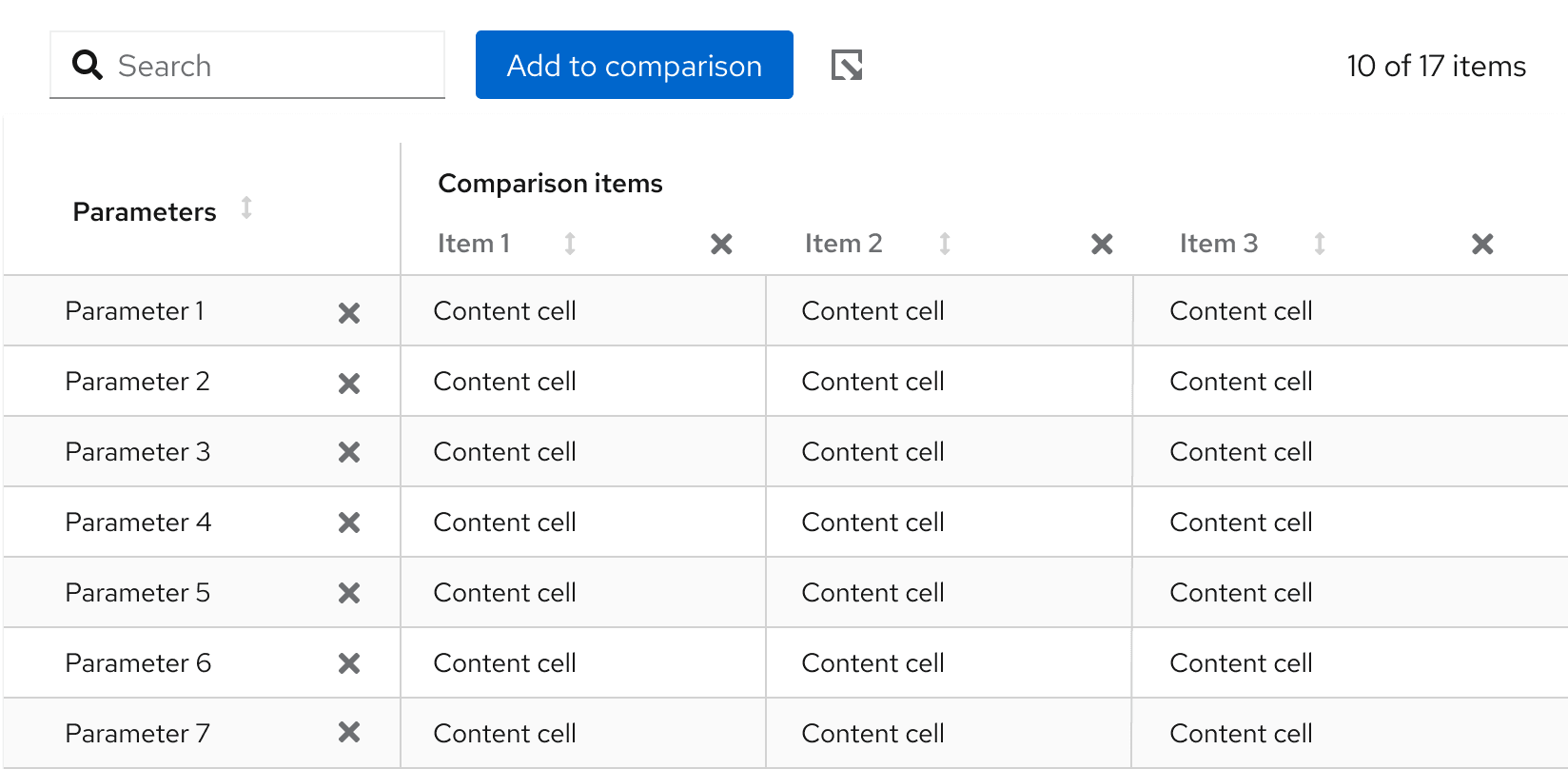 example of comparison table