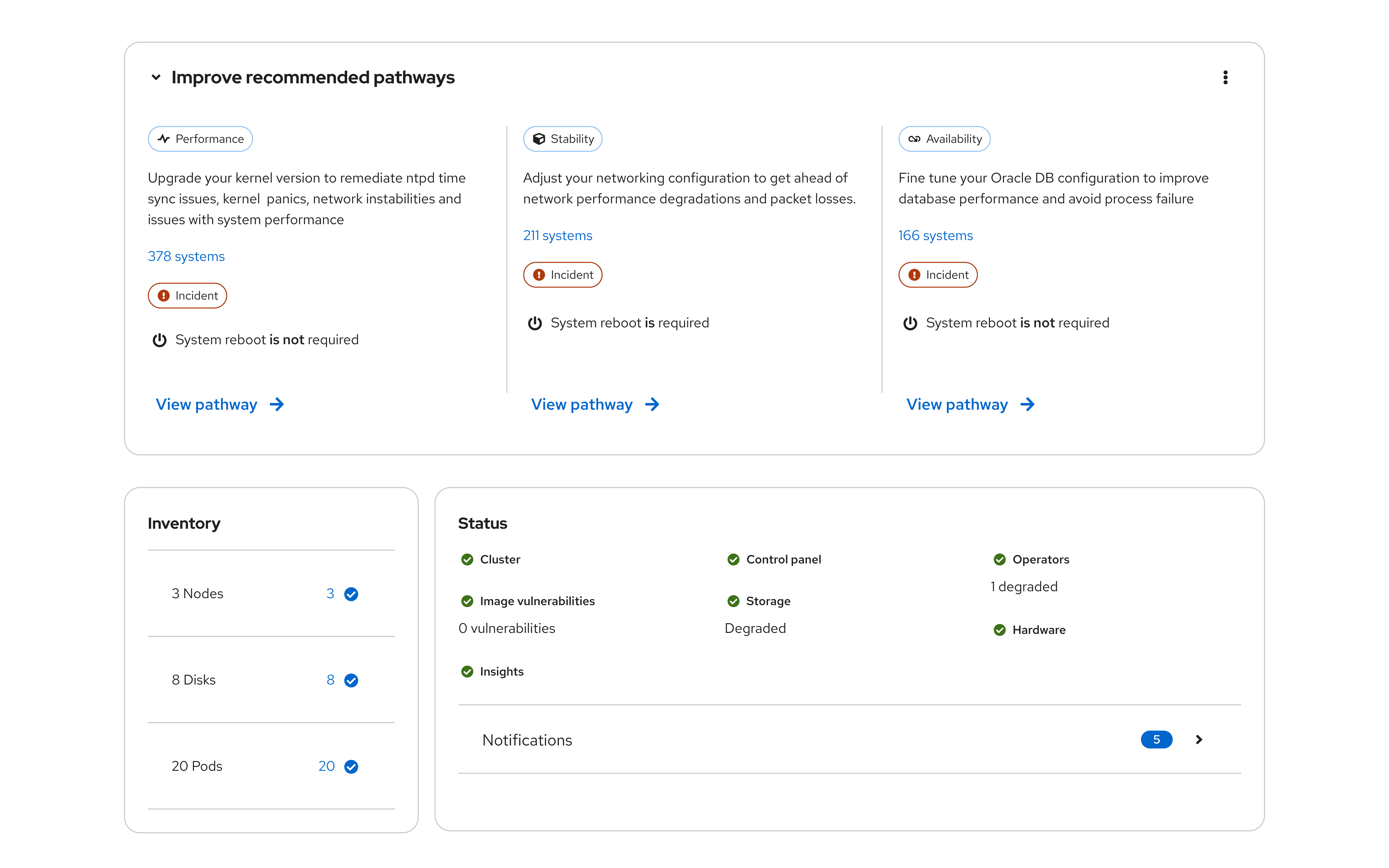 Horizontal dividers in a dashboard