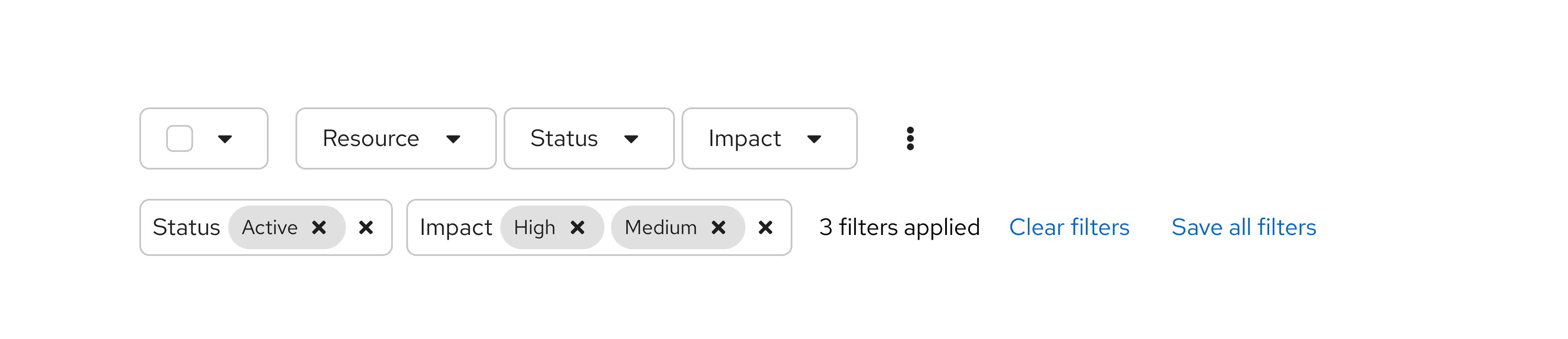 Labels as filters in a toolbar.