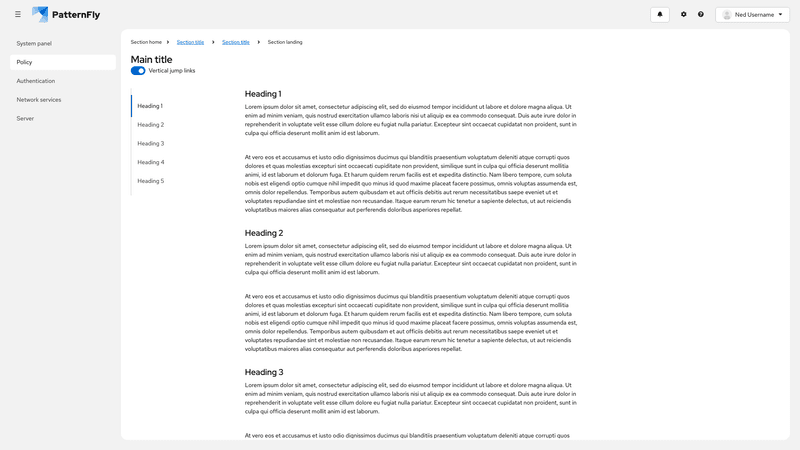 Scrollspy with subsections screenshot
