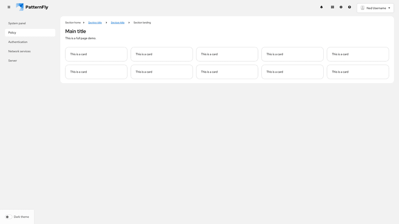 Utilities and user dropdown menu screenshot